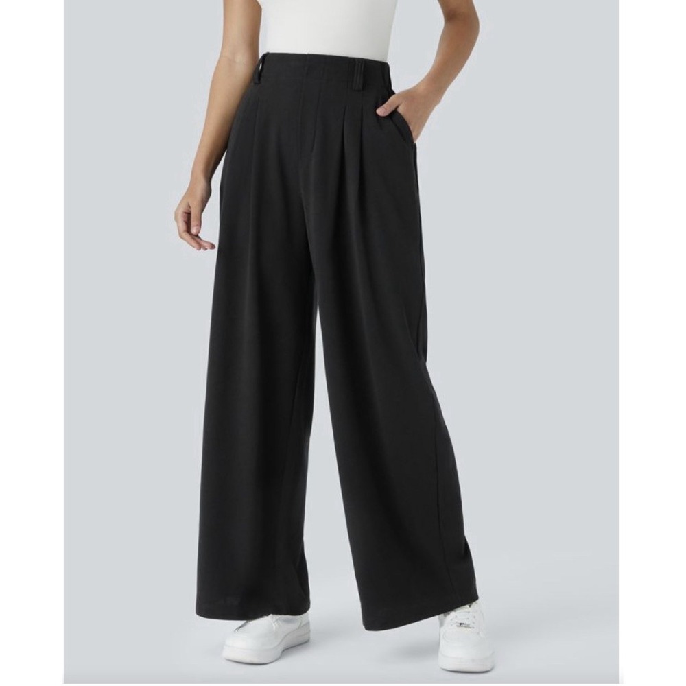 Halara Flex High Waisted Pocket Wide Leg Waffle Work Pant Size 1X Black